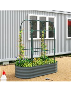Outsunny Galvanised Raised Garden Bed with Arched Trellis, 4 x 2 x 4.6ft Metal Raised Bed for Garden with Open Bottom, Dark Grey 2
