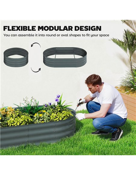 Outsunny Galvanised Raised Garden Bed with Arched Trellis, 4 x 2 x 4.6ft Metal Raised Bed for Garden with Open Bottom, Dark Grey - pic 186815 | FastDaddyshop