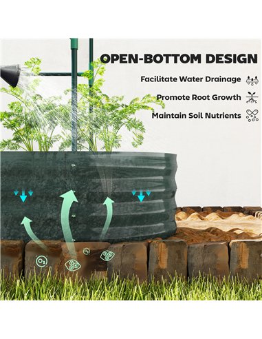 Outsunny Galvanised Raised Garden Bed with Arched Trellis, 4 x 2 x 4.6ft Metal Raised Bed for Garden with Open Bottom, Dark Grey
