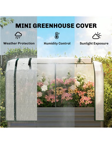 Outsunny Galvanised Raised Planter with Greenhouse Cover, Metal Raised Garden Bed on Legs with Bed Liner and Bottom Shelf