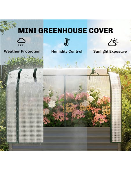 Outsunny Galvanised Raised Planter with Greenhouse Cover, Metal Raised Garden Bed on Legs with Bed Liner and Bottom Shelf - pic 186821 | FastDaddyshop