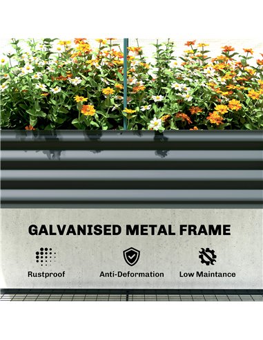 Outsunny Galvanised Raised Planter with Greenhouse Cover, Metal Raised Garden Bed on Legs with Bed Liner and Bottom Shelf