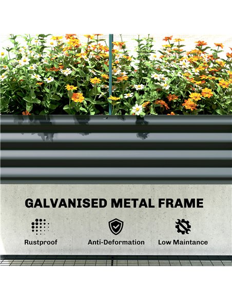 Outsunny Galvanised Raised Planter with Greenhouse Cover, Metal Raised Garden Bed on Legs with Bed Liner and Bottom Shelf - pic 186825 | FastDaddyshop