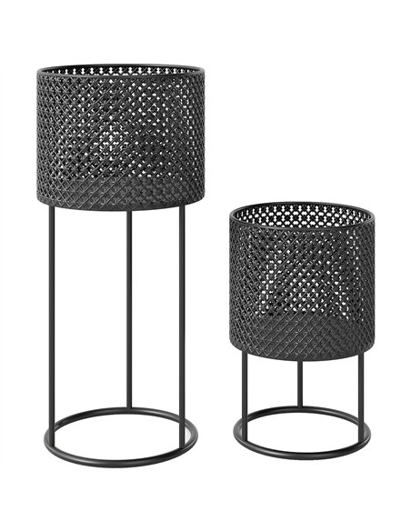 Outsunny Metal Plant Pots Set of 2 with Hollow Design Flower Planters for Garden Balcony Black - pic 186827 | FastDaddyshop