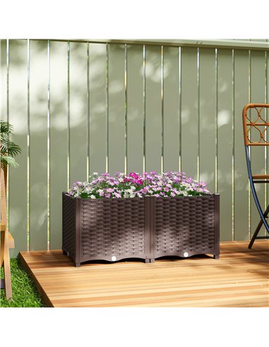 Outsunny Plastic Raised Garden Bed with Legs, Self Watering Elevated Planter Boxes with Drainage Holes and Plugs