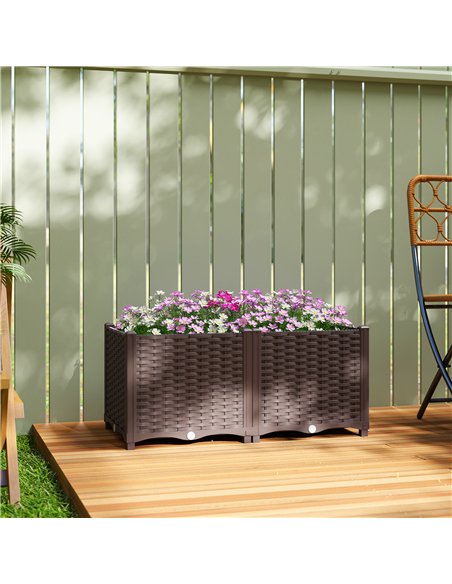Outsunny Plastic Raised Garden Bed with Legs, Self Watering Elevated Planter Boxes with Drainage Holes and Plugs - pic 186855 | FastDaddyshop