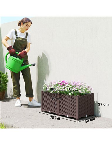 Outsunny Plastic Raised Garden Bed with Legs, Self Watering Elevated Planter Boxes with Drainage Holes and Plugs