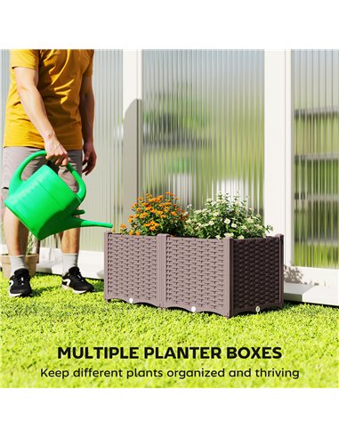 Outsunny Plastic Raised Garden Bed with Legs, Self Watering Elevated Planter Boxes with Drainage Holes and Plugs