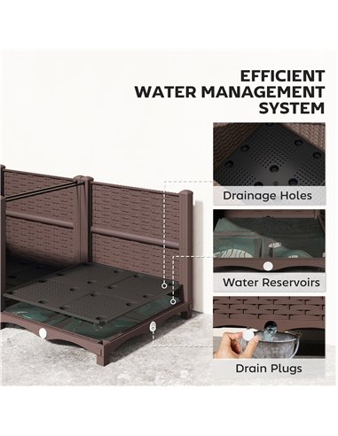 Outsunny Plastic Raised Garden Bed with Legs, Self Watering Elevated Planter Boxes with Drainage Holes and Plugs