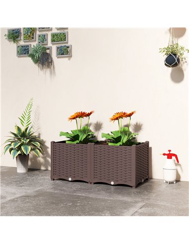 Outsunny Plastic Raised Garden Bed with Legs, Self Watering Elevated Planter Boxes with Drainage Holes and Plugs