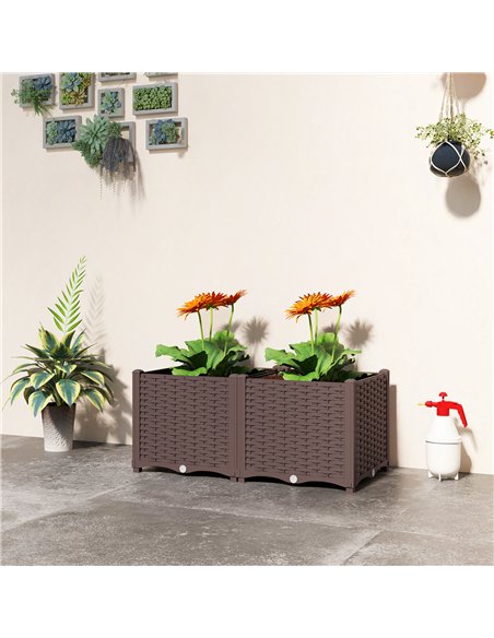 Outsunny Plastic Raised Garden Bed with Legs, Self Watering Elevated Planter Boxes with Drainage Holes and Plugs - pic 186861 | FastDaddyshop