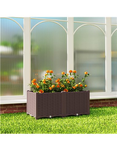 Outsunny Plastic Raised Garden Bed with Legs, Self Watering Elevated Planter Boxes with Drainage Holes and Plugs
