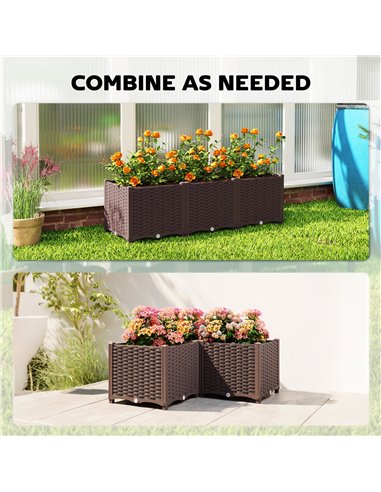 Outsunny Plastic Raised Garden Bed with Legs, Self Watering Elevated Planter Boxes with Drainage Holes and Plugs