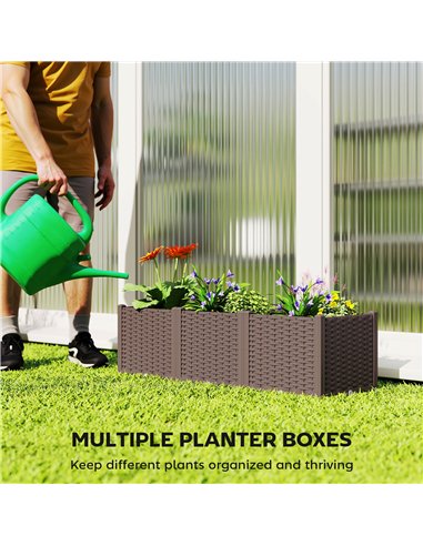 Outsunny Plastic Raised Garden Bed with Legs, Self Watering Elevated Planter Boxes with Drainage Holes and Plugs