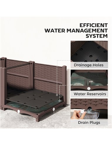 Outsunny Plastic Raised Garden Bed with Legs, Self Watering Elevated Planter Boxes with Drainage Holes and Plugs