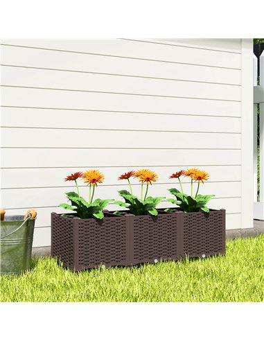 Outsunny Plastic Raised Garden Bed with Legs, Self Watering Elevated Planter Boxes with Drainage Holes and Plugs