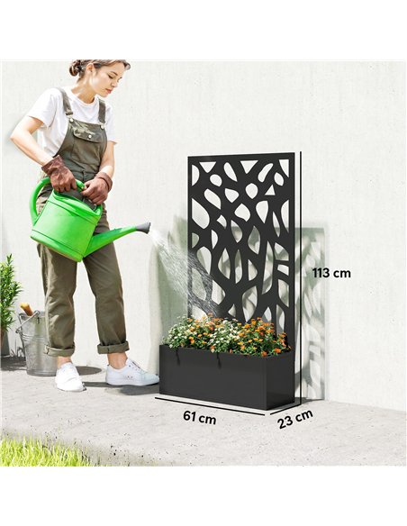 Outsunny Metal Raised Garden Bed with Trellis, Outdoor Planter Box with Privacy Screen, Elevated Garden Box for Climbing Plants - pic 186874 | FastDaddyshop