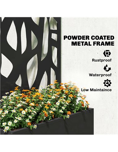 Outsunny Metal Raised Garden Bed with Trellis, Outdoor Planter Box with Privacy Screen, Elevated Garden Box for Climbing Plants