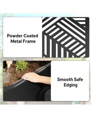 Outsunny Metal Garden Bed for Garden with Trellis, Raised Garden Bed with Privacy Screen, Geometric Slatted Cut-Out