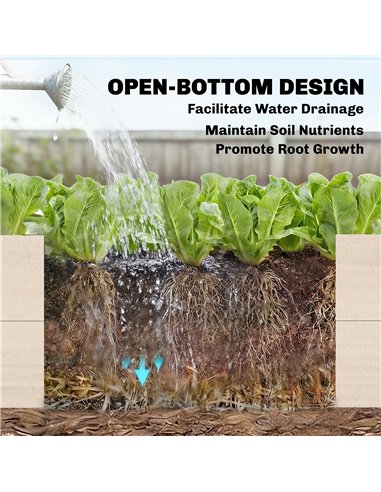 Outsunny Wooden Raised Bed for Garden, 620L Extra Large Raised Garden Bed with Open Bottom, Outdoor Elevated Planter Box