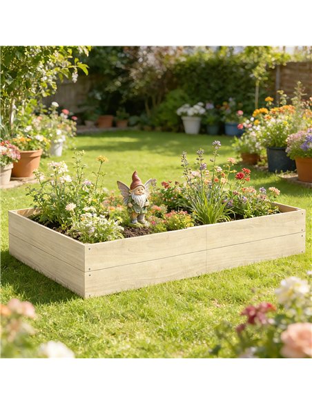 Outsunny Wooden Raised Bed for Garden, 620L Extra Large Raised Garden Bed with Open Bottom, Outdoor Elevated Planter Box - pic 186897 | FastDaddyshop