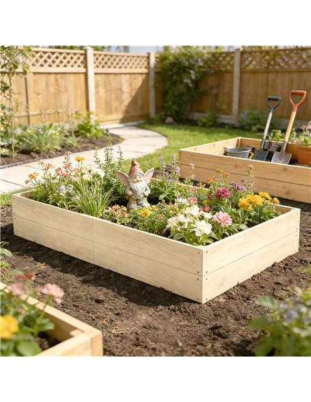 Outsunny Wooden Raised Bed for Garden, 620L Extra Large Raised Garden Bed with Open Bottom, Outdoor Elevated Planter Box - pic 186898 | FastDaddyshop