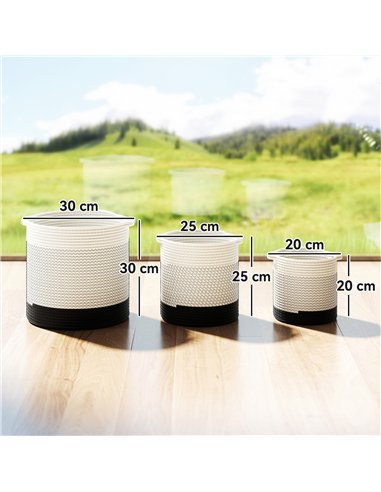 Outsunny Plant Pots Handwoven Cotton Indoor Planters with Waterproof Liner Set of 3 White