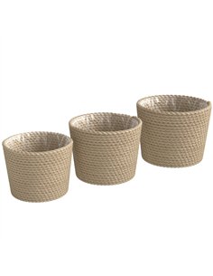 Outsunny Seagrass Planters Set of 3 Plant Pots for Indoor Outdoor Patio Balcony Natural