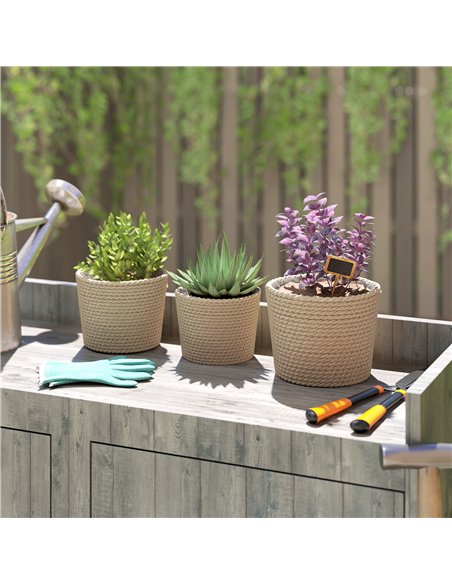 Outsunny Seagrass Planters Set of 3 Plant Pots for Indoor Outdoor Patio Balcony Natural - pic 186909 | FastDaddyshop