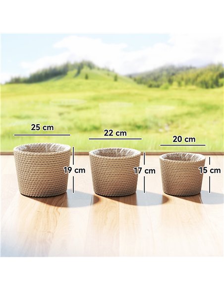 Outsunny Seagrass Planters Set of 3 Plant Pots for Indoor Outdoor Patio Balcony Natural - pic 186910 | FastDaddyshop