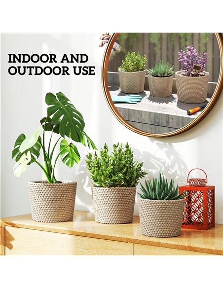 Outsunny Seagrass Planters Set of 3 Plant Pots for Indoor Outdoor Patio Balcony Natural - pic 186913 | FastDaddyshop