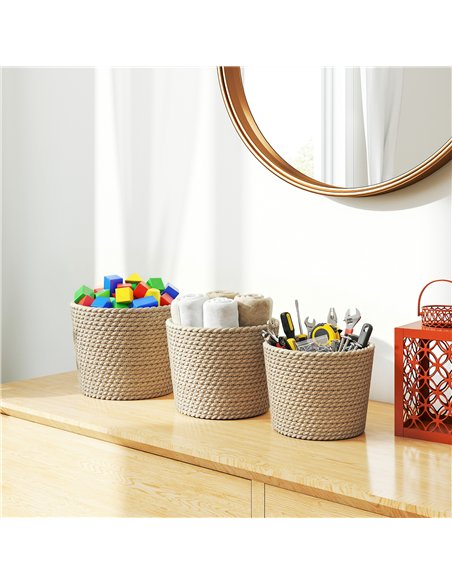 Outsunny Seagrass Planters Set of 3 Plant Pots for Indoor Outdoor Patio Balcony Natural - pic 186914 | FastDaddyshop