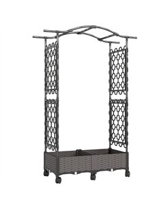 Outsunny Raised Garden Bed with Arch Trellis, Raised Bed for Garden on Wheels with Side Trellis, Self Watering Planter Box