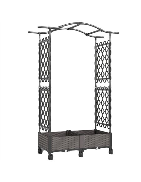 Outsunny Raised Garden Bed with Arch Trellis, Raised Bed for Garden on Wheels with Side Trellis, Self Watering Planter Box - pic 186917 | FastDaddyshop