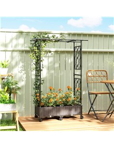 Outsunny Raised Garden Bed with Arch Trellis, Raised Bed for Garden on Wheels with Side Trellis, Self Watering Planter Box 2