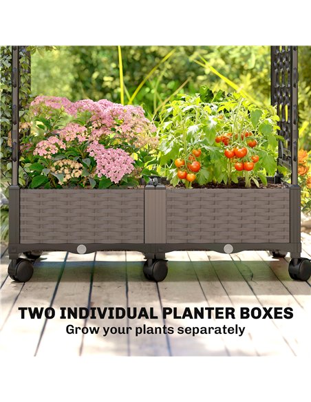 Outsunny Raised Garden Bed with Arch Trellis, Raised Bed for Garden on Wheels with Side Trellis, Self Watering Planter Box - pic 186921 | FastDaddyshop