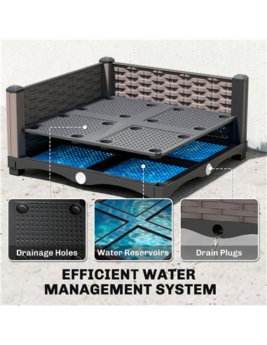 Outsunny Raised Garden Bed with Trellis, Plastic Planter Box with Drainage Holes, Drain Plugs and Water Reservoirs