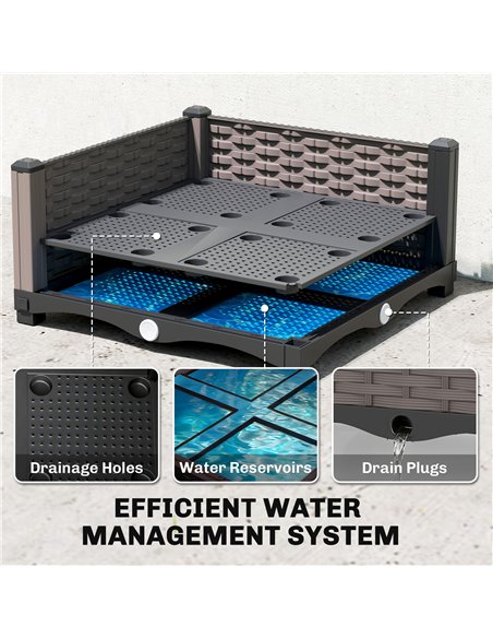 Outsunny Raised Garden Bed with Trellis, Plastic Planter Box with Drainage Holes, Drain Plugs and Water Reservoirs - pic 186930 | FastDaddyshop