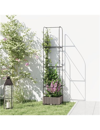 Outsunny Raised Garden Bed with Trellis, Plastic Planter Box with Drainage Holes, Drain Plugs and Water Reservoirs