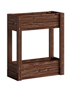 Outsunny 2-Tier Wooden Raised Planter, Raised Garden Bed on Legs with Drainage Holes and Bed Liner, Elevated Garden Planter