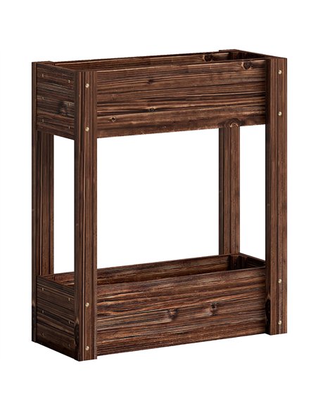 Outsunny 2-Tier Wooden Raised Planter, Raised Garden Bed on Legs with Drainage Holes and Bed Liner, Elevated Garden Planter - pic 186935 | FastDaddyshop
