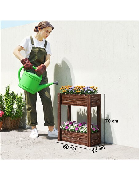 Outsunny 2-Tier Wooden Raised Planter, Raised Garden Bed on Legs with Drainage Holes and Bed Liner, Elevated Garden Planter - pic 186937 | FastDaddyshop
