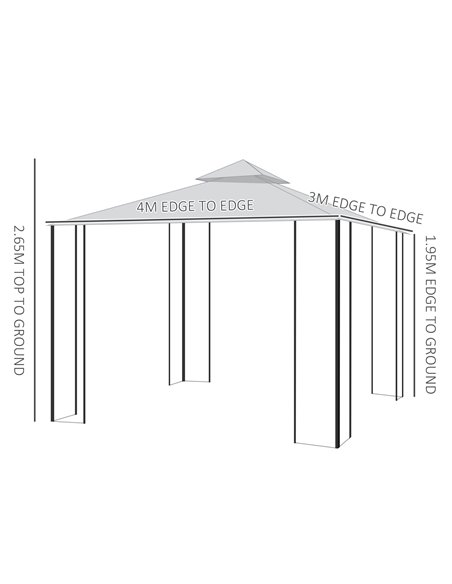 Outsunny 3x4m Outdoor 2-Tier Steel Frame Gazebo with Curtains, Black-Grey - pic 18694 | FastDaddyshop