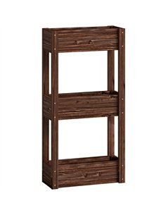 Outsunny 3-Tier Wooden Raised Planter, Raised Garden Bed on Legs with Drainage Holes and Bed Liner, Elevated Garden Planter