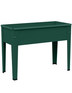 Outsunny Raised Planter, Metal Raised Garden Bed on Legs with Drainage Hole and Foot Covers, Green
