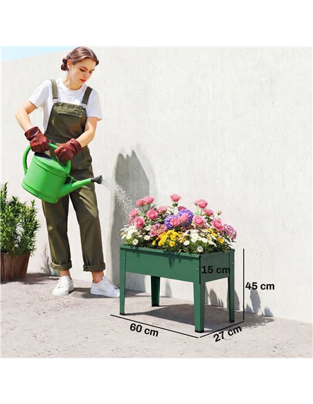 Outsunny Raised Planter, Metal Raised Garden Bed on Legs with Drainage Hole and Foot Covers, Green - pic 186955 | FastDaddyshop