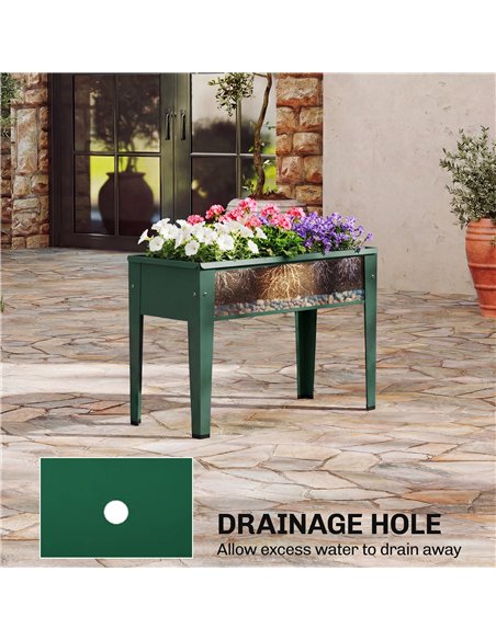 Outsunny Raised Planter, Metal Raised Garden Bed on Legs with Drainage Hole and Foot Covers, Green - pic 186956 | FastDaddyshop