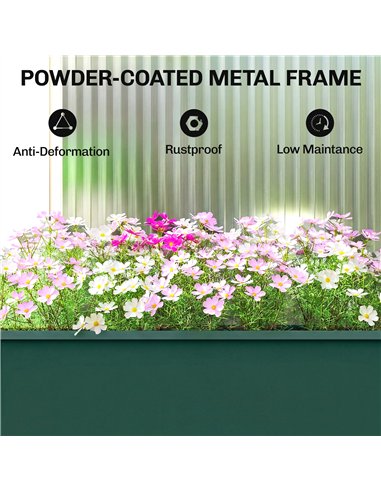 Outsunny Raised Planter, Metal Raised Garden Bed on Legs with Drainage Hole and Foot Covers, Green