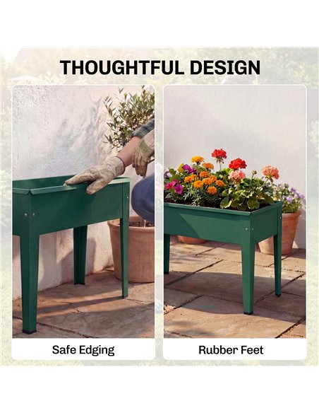 Outsunny Raised Planter, Metal Raised Garden Bed on Legs with Drainage Hole and Foot Covers, Green - pic 186958 | FastDaddyshop