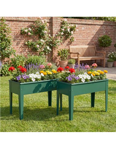 Outsunny Raised Planter, Metal Raised Garden Bed on Legs with Drainage Hole and Foot Covers, Green